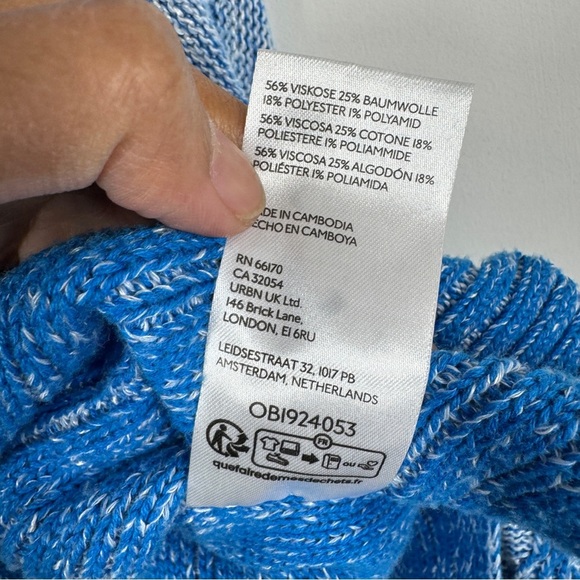 Pilcro High-Low Hem Lightweight Knit Blue Striped Women's Sweater Size XXS - Picture 7 of 13